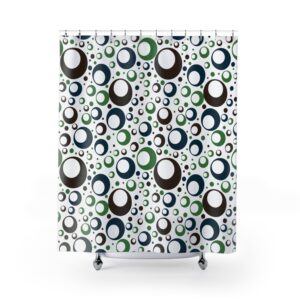 Retro Bubble Shower Curtain - Mid-Century Modern Blue Green Circles