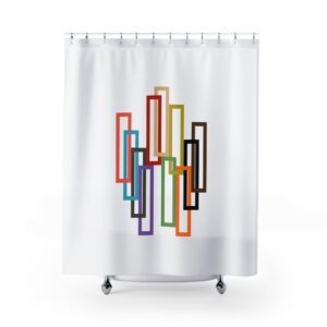 Modern Geometric Shower Curtain — Colorful Overlapping Rectangles