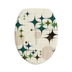 Mid-Century Starburst Bath Mat Set — 3-Piece Retro Bathroom Rug
