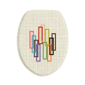 Geometric Color Blocks Bath Mat Set — 3-Piece Modern Bathroom Rugs