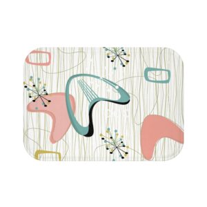 Mid-Century Retro Bath Mat — Atomic Starburst Pattern