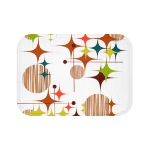 Mid-Century Starburst Bath Mat — Retro Atomic Pattern for Vintage Decor