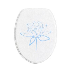 Lotus Bath Mat 3-Piece Set — Periwinkle Blue Minimal Floral Bathroom Rugs
