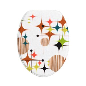 Mid-Century Starburst Bath Mat Set – 3-Piece Retro Bathroom Mat Collection