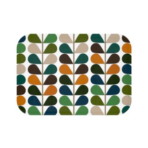 Mid-Century Leaf Pattern Bath Mat — Retro Geometric Botanical Bathroom Anti-Slip Mat