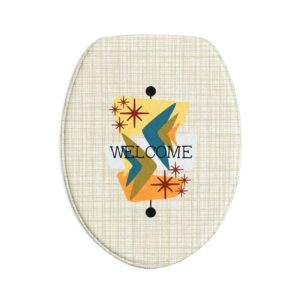 Retro Welcome Sign 3-Piece Bath Mat Set — Mid-Century Atomic Vibes Bathroom Decor