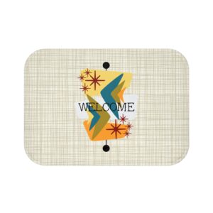 Retro Welcome Sign Anti-Slip Bath Mat — Mid-Century Atomic Vibes Bathroom Decor
