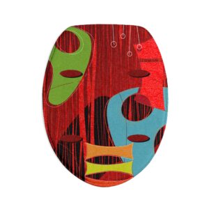 Abstract Mask Pattern Bath Mat Set — 3-Piece Non-Slip Bathroom Rug