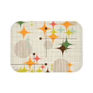 Mid-Century Atomic Star Bath Mat — Retro 1950s Style Bathroom Rug