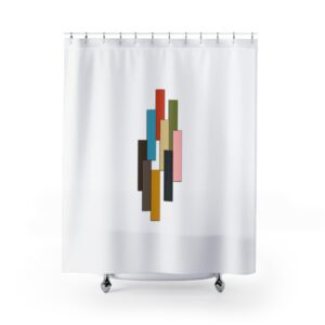 Mid-Century Modern Geometric Shower Curtain— Colorful Vertical Bars