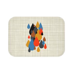 Mid-Century Raindrops Bath Mat — Retro Geometric Drop Pattern
