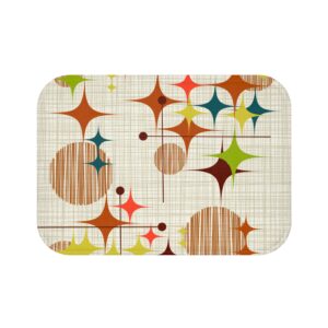 Mid-Century Starburst Bath Mat – Retro Atomic Pattern Bathroom Rug
