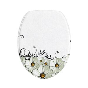 Floral White Daisy 3-Piece Bath Mat Set — Non-Slip Bathroom Rugs