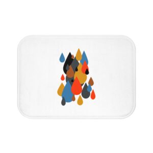 Mid-Century Modern Rain Drops On My Head Anti-Slip Bath Mat No BKGRND — Retro Colorful Rain Drop Bathroom Decor