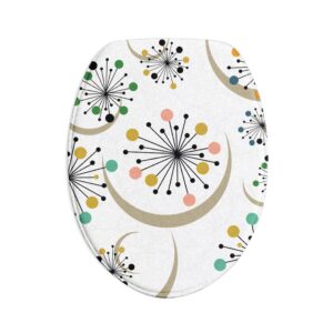 Mid-Century Dandelion Pattern NO BKGRND Bath Mat Set — 3-Piece Retro Atomic Floral Anti-Slip Bathroom Set