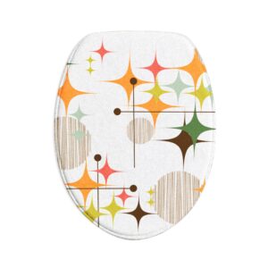 Mid-Century Starburst Bath Mat Set — 3-Piece Retro Bathroom Rug
