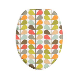 Mid-Century Leaf Pattern Bath Mat Set — 3-Piece Retro Geometric Botanical Bathroom Rug Set