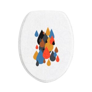 Mid-Century Modern Rain Drops On My Head Anti-Slip 3-Piece Bath Mat Set No BKGRND — Retro Colorful Rain Drop Bathroom Decor