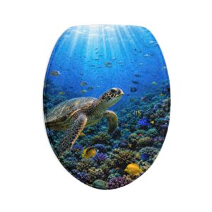 Sea Turtle Bath Mat Set — 3-Piece Ocean Coral Bathroom Rug Set