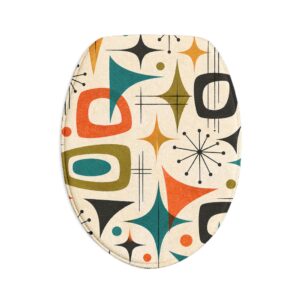 Mid-Century Retro Pattern Bath Mat Set — 3-Piece Non-Slip Bathroom Rug