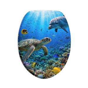 Ocean Life Bath Mat Set — Sea Turtle & Dolphin 3-Piece Bathroom Rug