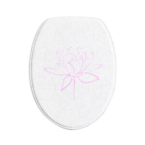 Lotus Flower Calligraphy Bath Mat Set — 3-Piece Pink Minimal Line Art Bath Decor