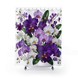 Orchid Shower Curtain — Purple & White Floral Bathroom Decor