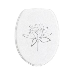 Lotus Flower Calligraphy Bath Mat Set — 3-Piece Grey Minimal Line Art Bath Decor