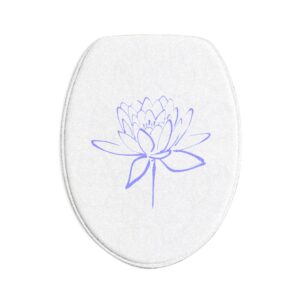 Lotus Flower Calligraphy Bath Mat Set — 3-Piece Lavender Minimal Line Art Bath Decor