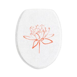 Lotus Flower Calligraphy Bath Mat Set — 3-Piece Orange Minimal Line Art Bath Decor