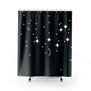 Starry Night Shower Curtain — Black Sparkle Bathroom Decor